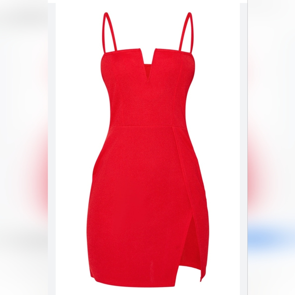 Shein 1X Elegant Red Strapless Mini Dress Party Sexy Wedding Guest AC-2617